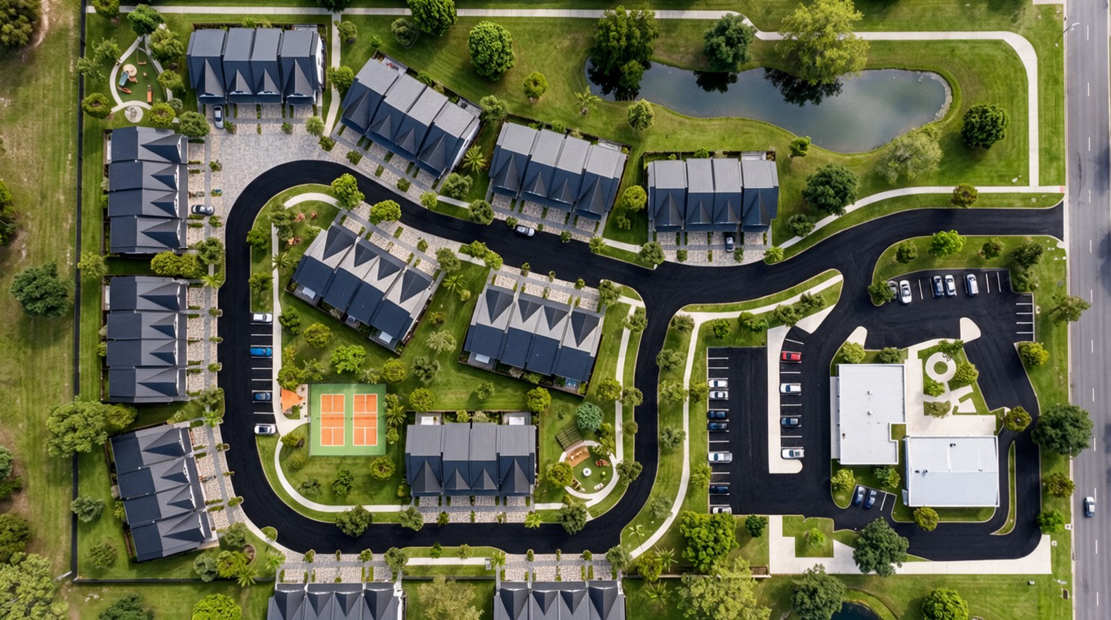 The whole neighborhood from above