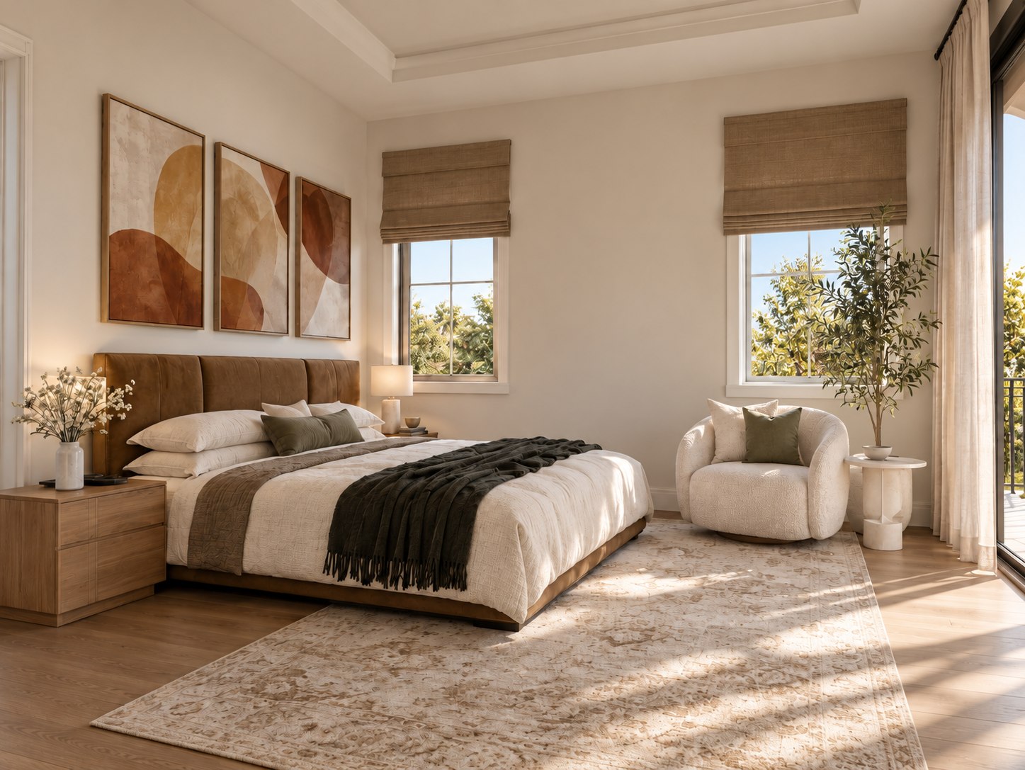 Primary bedroom with balcony access