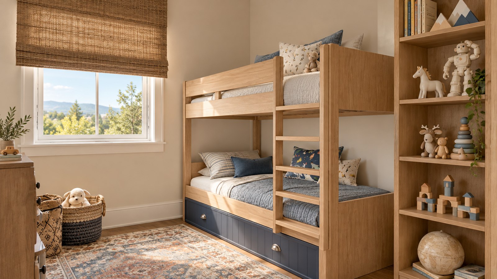 Second bedroom with built-in bunks