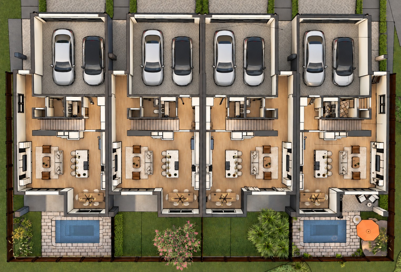 Plan of the four-home building