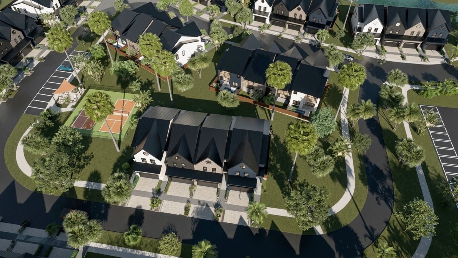 Aerial view of the Huddle neighborhood